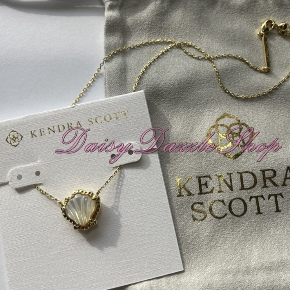 New Kendra Scott Brynne Shell Seashell Necklace Ivory Mother Pearl Gold‎ Plated